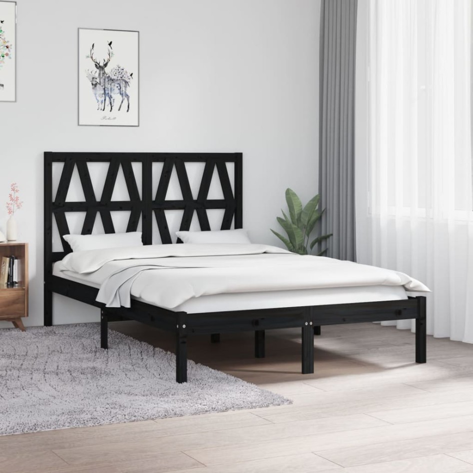 Estructura de cama madera maciza de pino negro 120x200