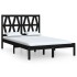 Estructura de cama de madera maciza de pino negra 140x200