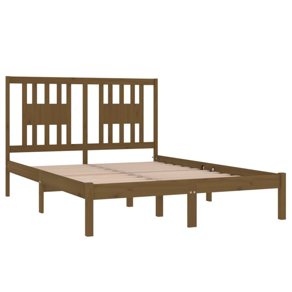 Estructura de cama madera maciza de pino marrón miel 120x200