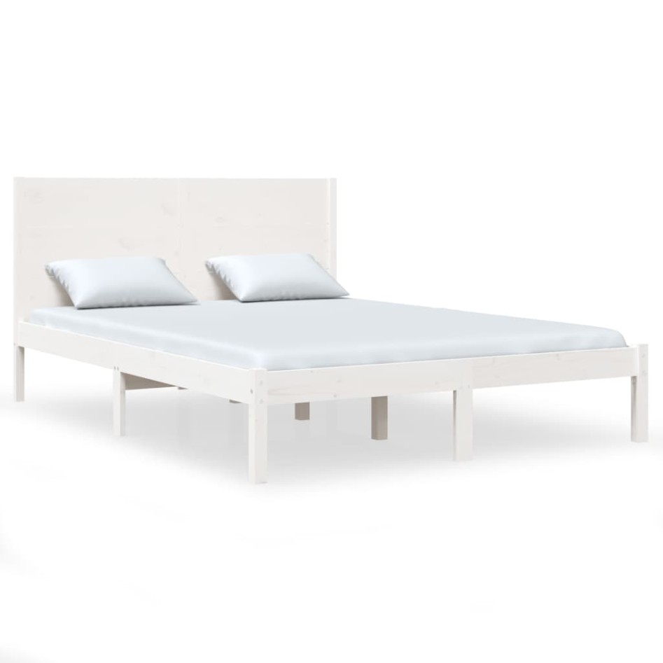 Estructura de cama de madera maciza de pino blanco 160x200
