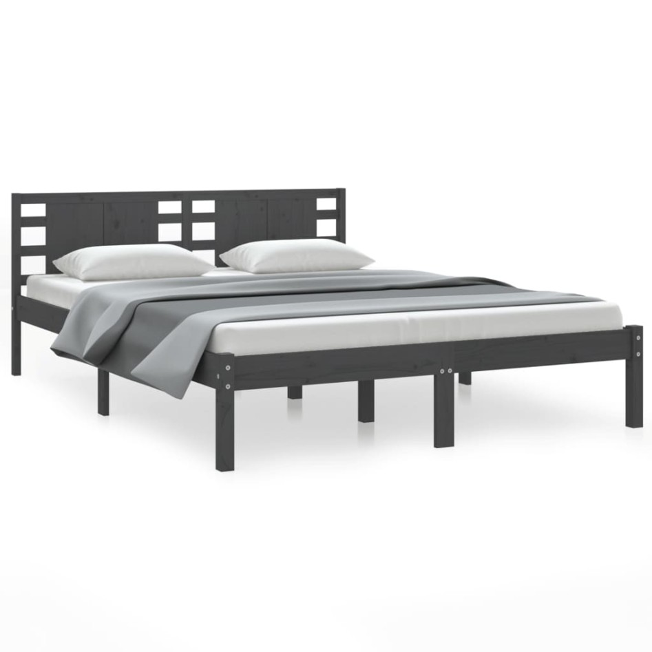 Estructura de cama madera maciza de pino gris 120x200