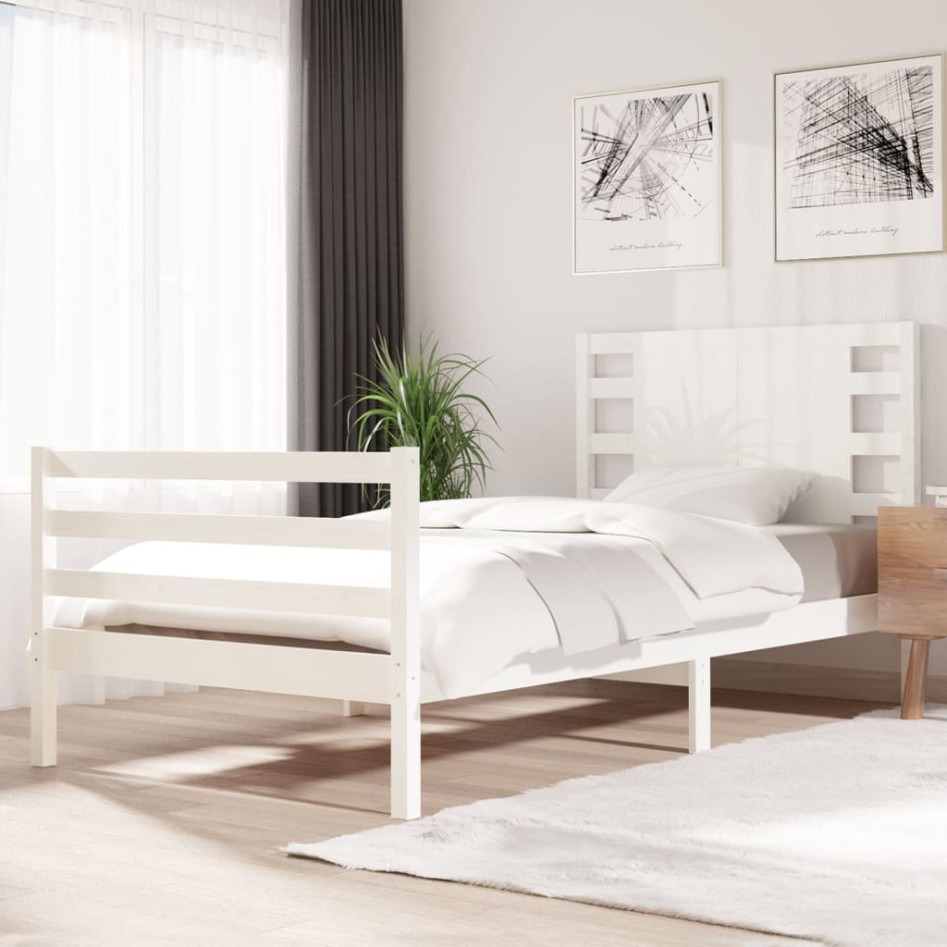 Estructura de cama madera maciza de pino blanca 100x200