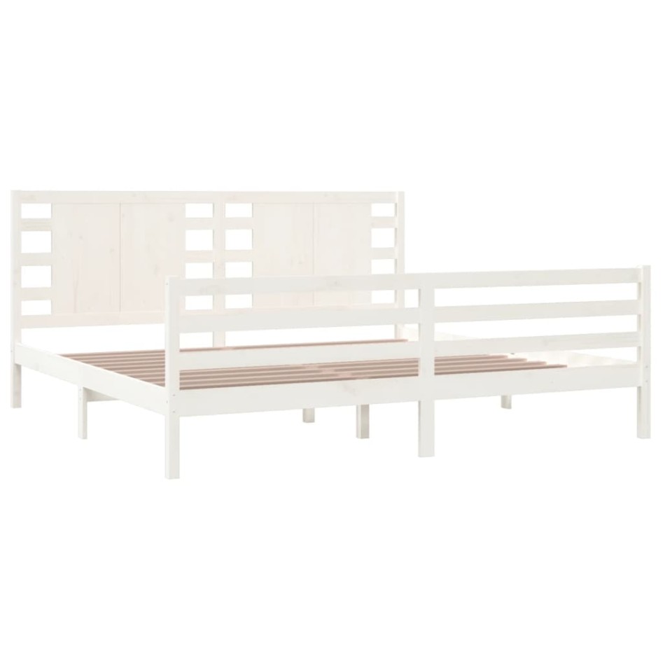 Estructura de cama madera maciza de pino blanca 200x200