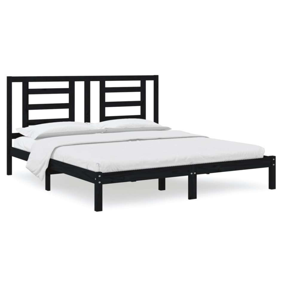 Estructura de cama madera maciza negro Supe King 180x200