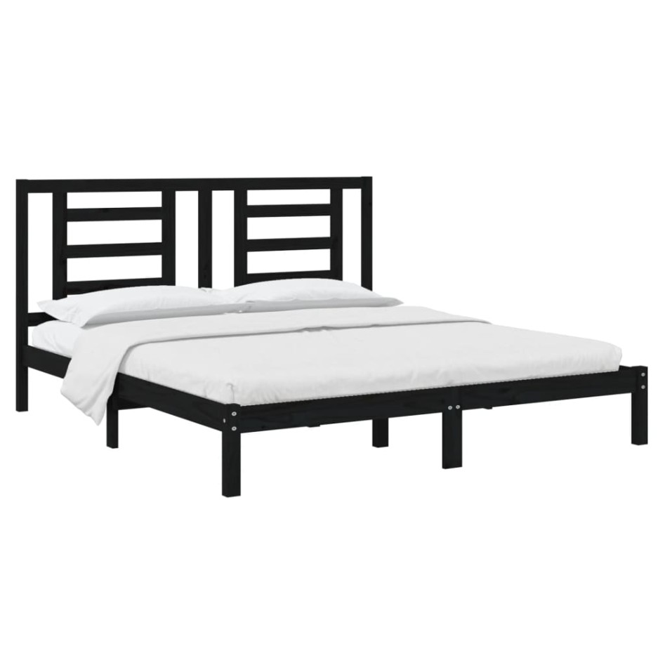 Estructura de cama madera maciza negro Supe King 180x200