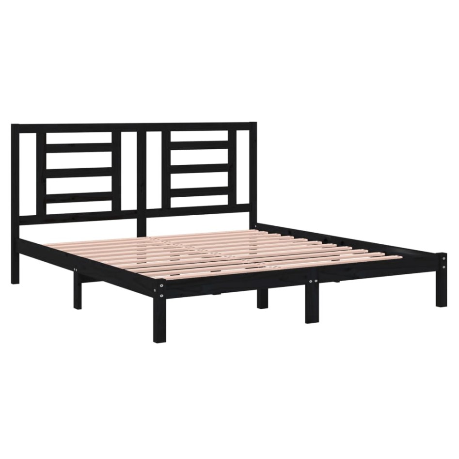 Estructura de cama madera maciza negro Supe King 180x200