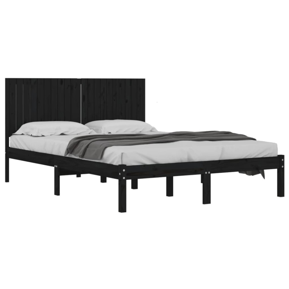 Estructura de cama de madera maciza de pino negro 200x200