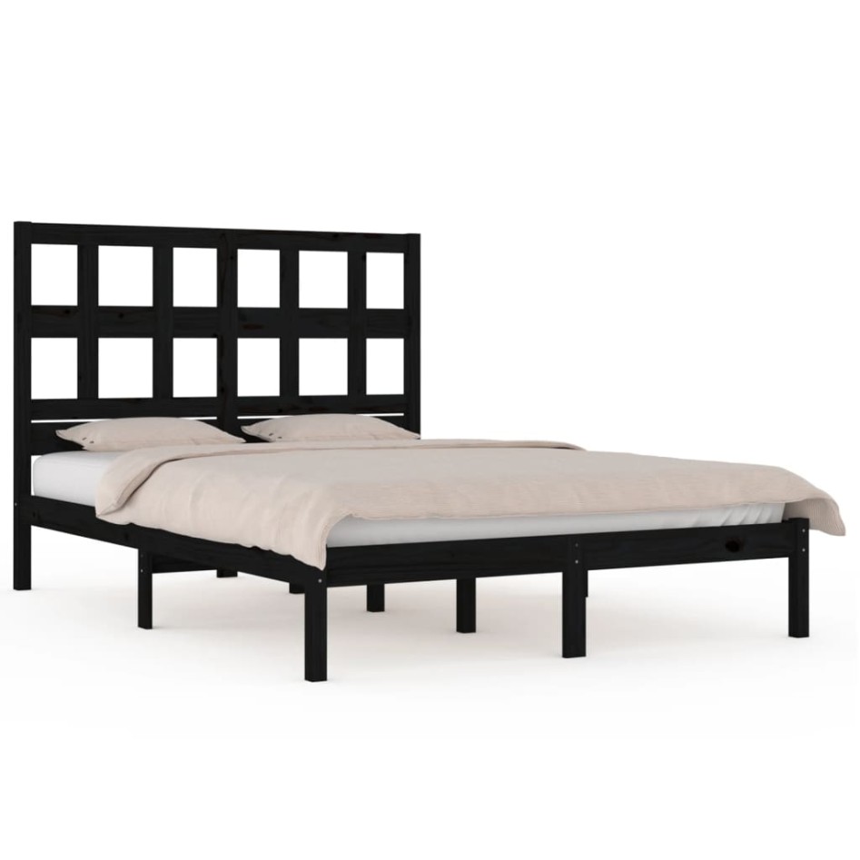Estructura de cama madera maciza de pino negro 120x200