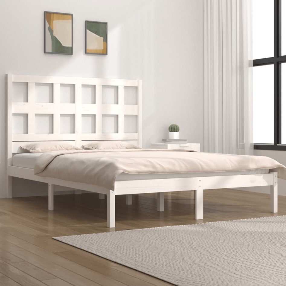 Estructura de cama de madera maciza de pino blanco 160x200