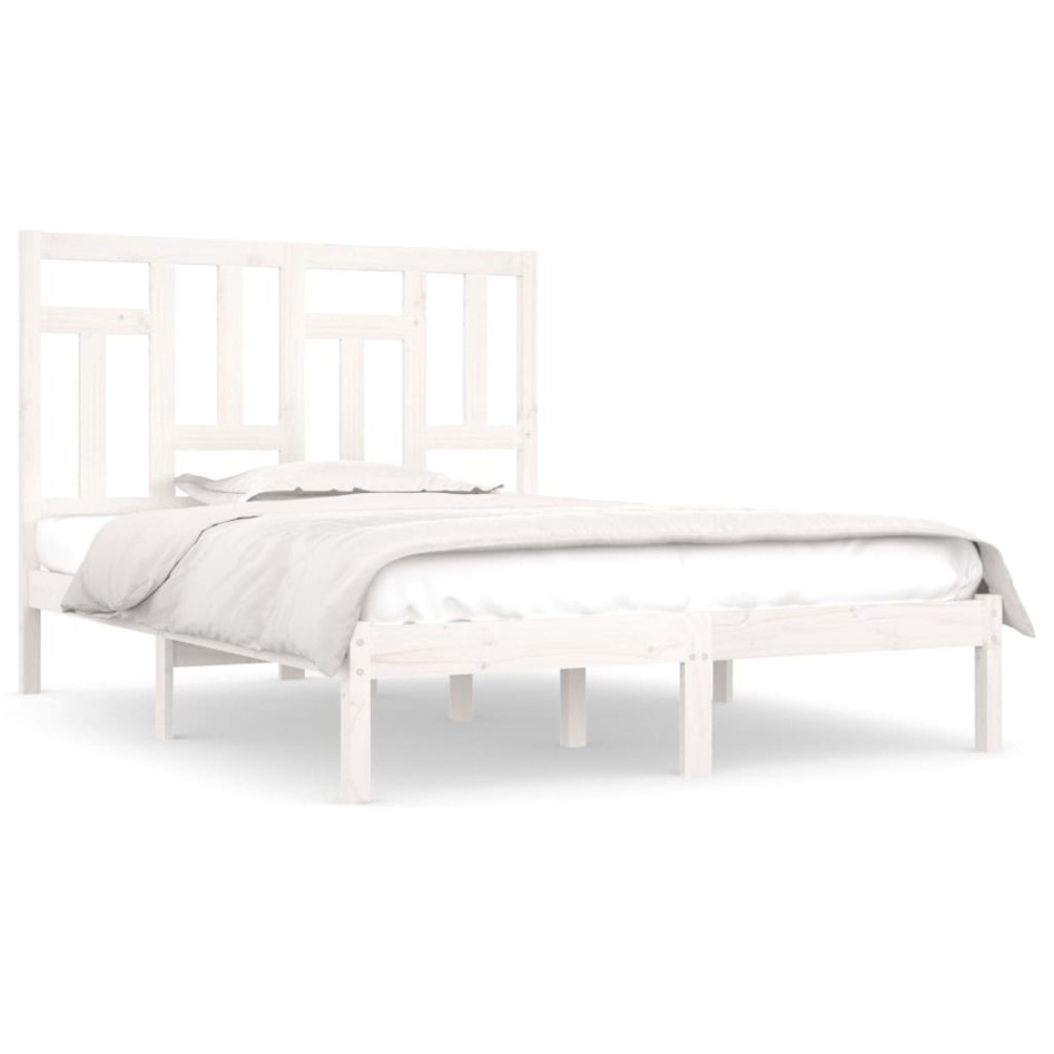 Estructura de cama de madera maciza de pino blanco 140x190