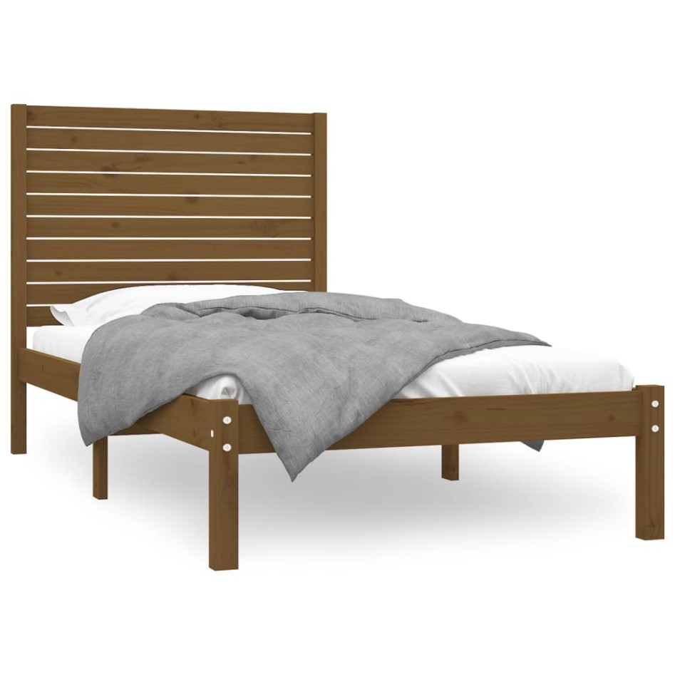 Estructura de cama madera maciza marrón miel 100x200