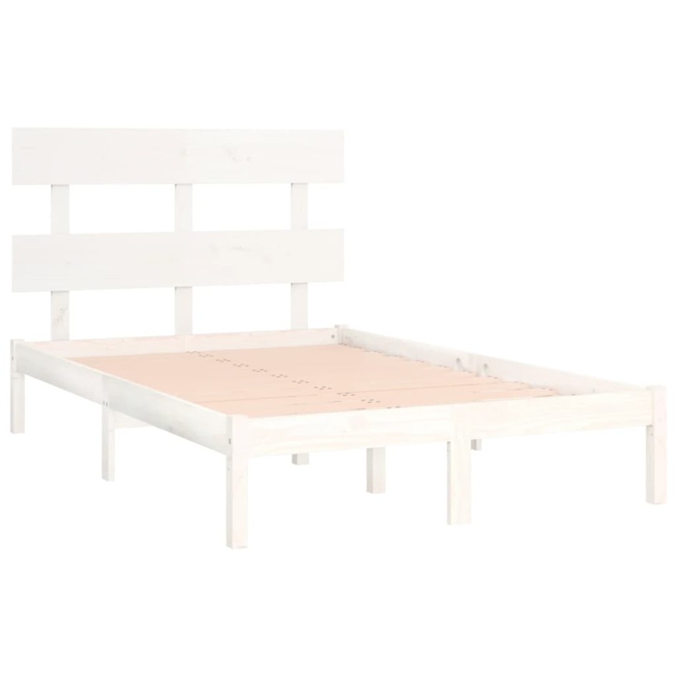 Estructura de cama de madera maciza blanca 140x200