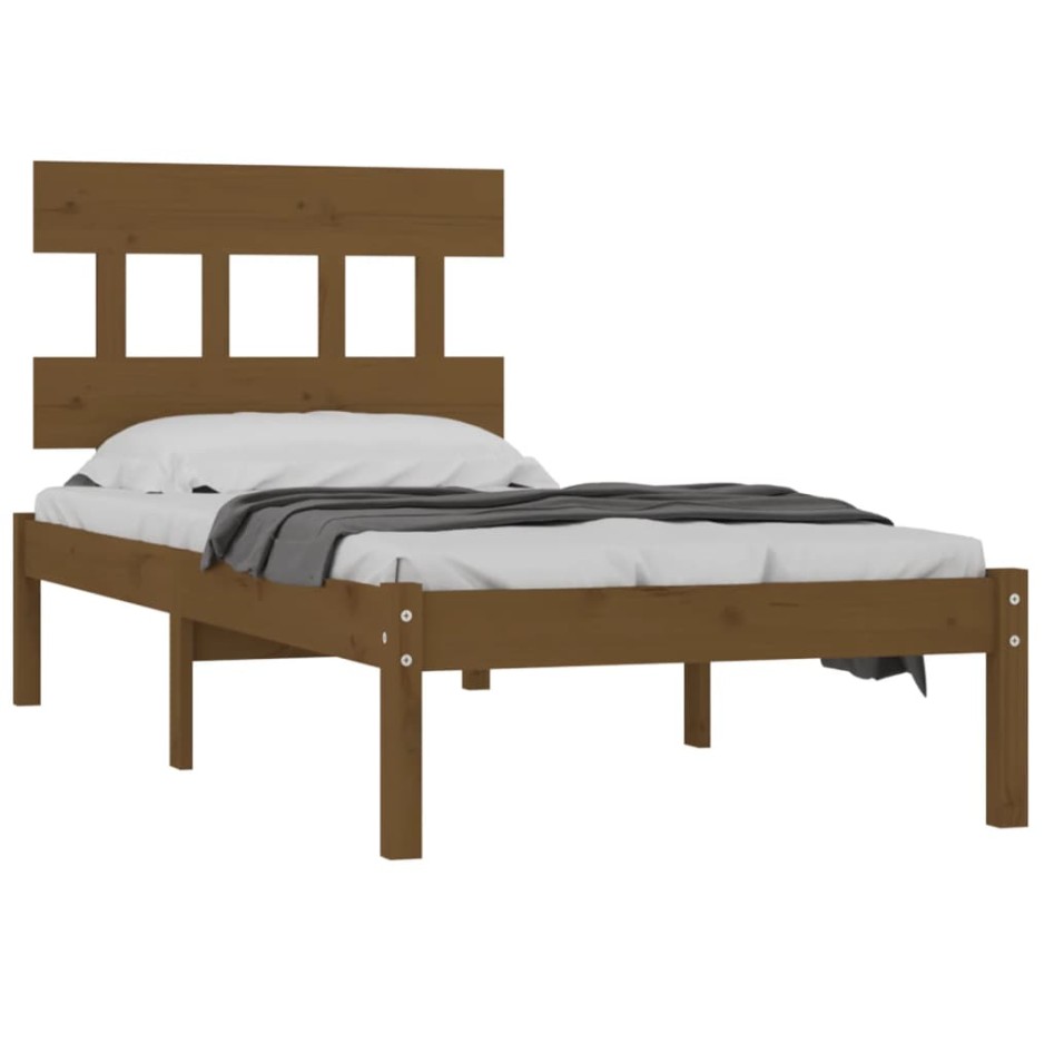 Estructura de cama madera maciza marrón miel 100x200