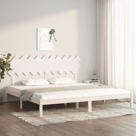 Estructura de cama madera maciza blanco 200x200