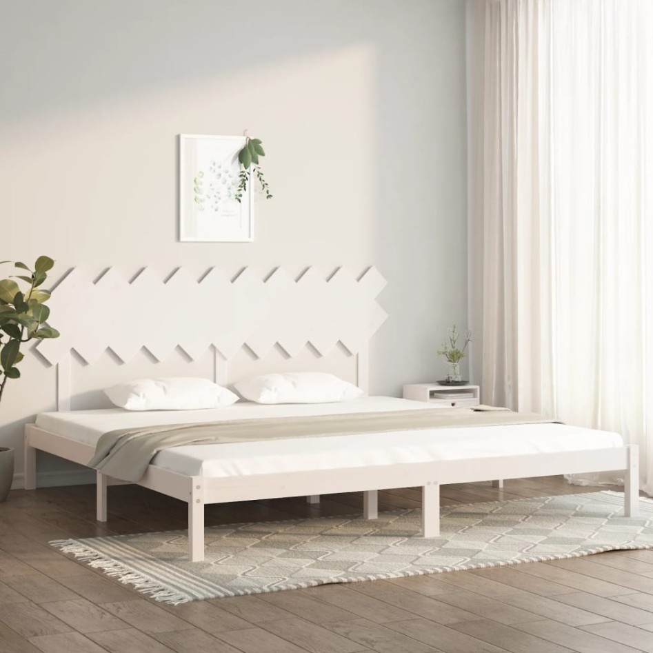 Estructura de cama madera maciza blanco 200x200