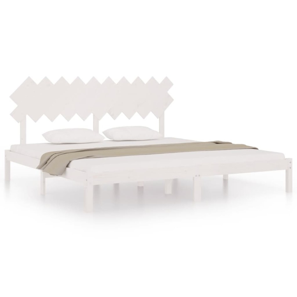 Estructura de cama madera maciza blanco 200x200