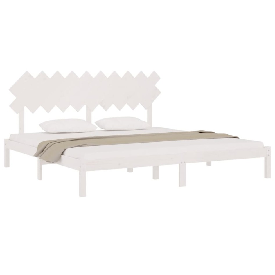 Estructura de cama madera maciza blanco 200x200