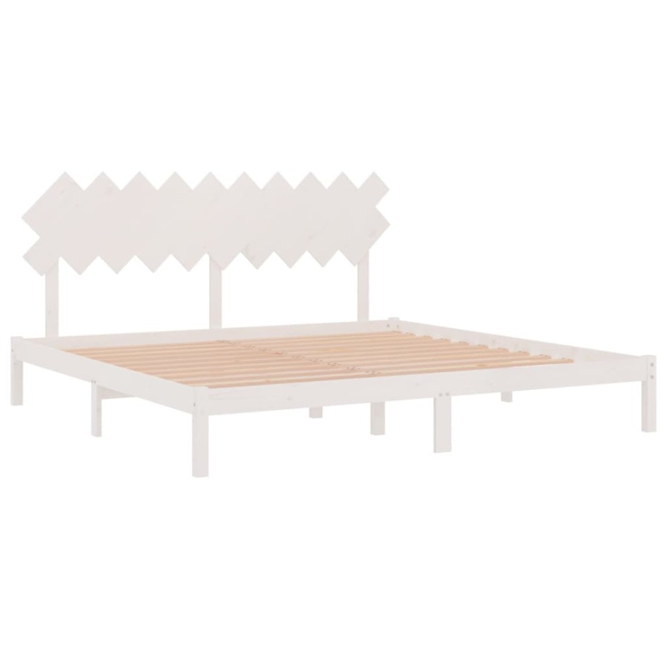 Estructura de cama madera maciza blanco 200x200