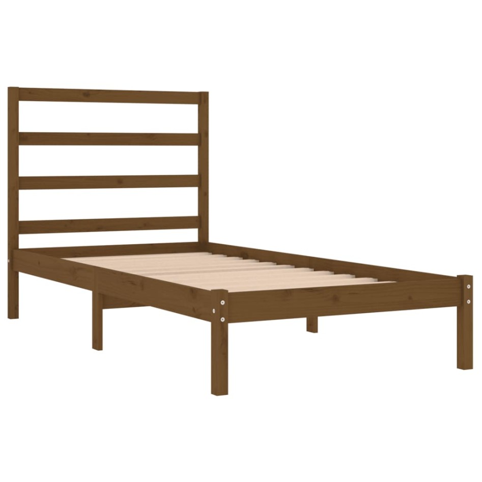 Estructura de cama madera maciza pino marrón miel 100x200