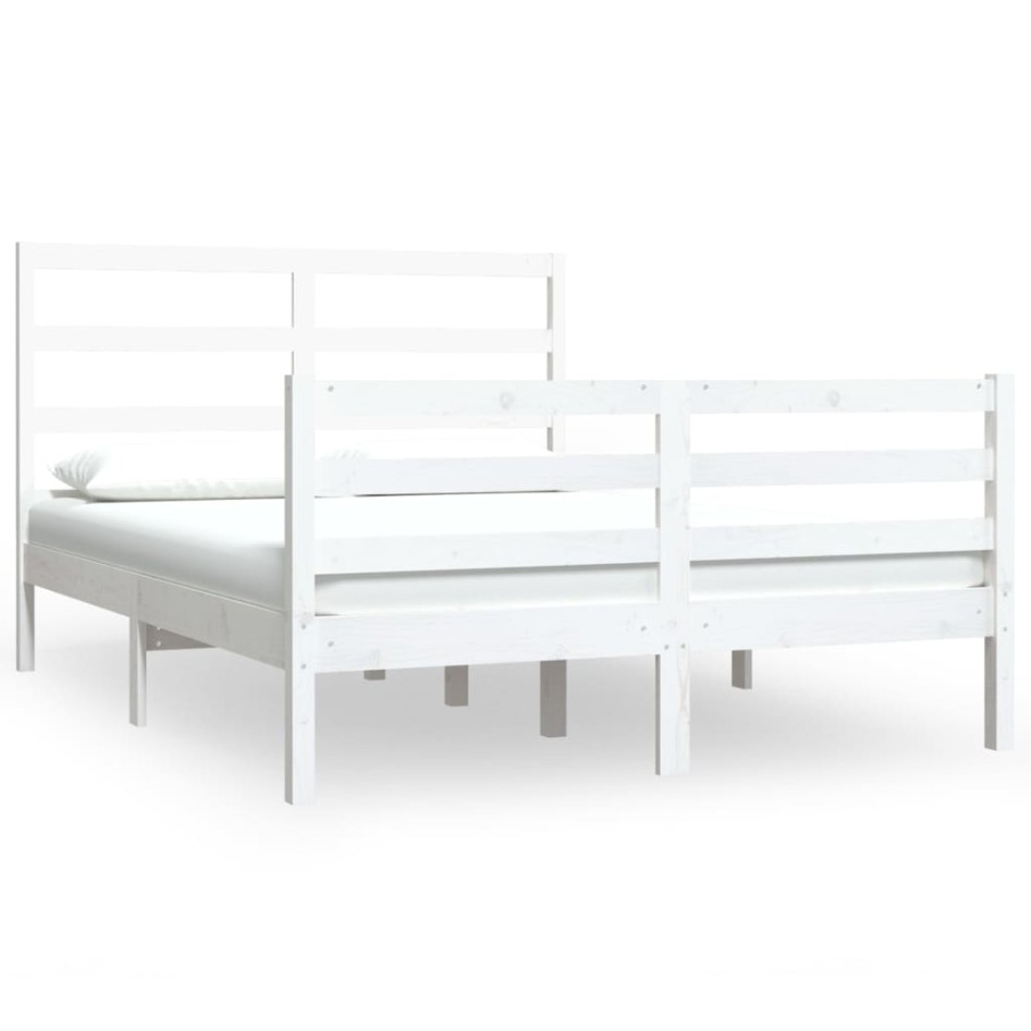 Estructura de cama de madera de pino maciza blanca 140x190
