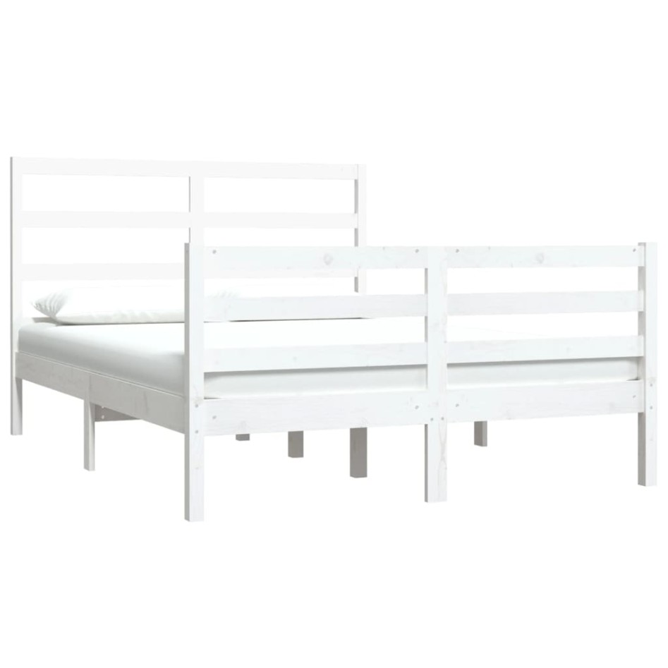 Estructura de cama de madera de pino maciza blanca 140x190