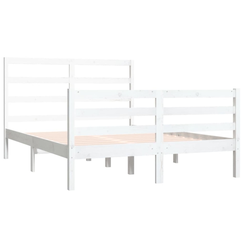 Estructura de cama de madera de pino maciza blanca 140x190