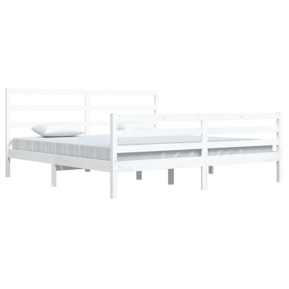 Estructura de cama madera maciza de pino blanco 200x200