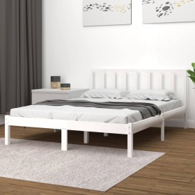 Estructura de cama de madera maciza de pino blanco 140x190