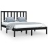 Estructura cama madera maciza pino doble negra 120x190