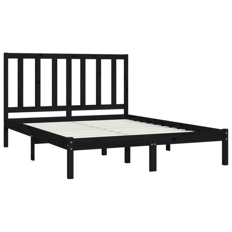 Estructura cama madera maciza pino doble negra 120x190