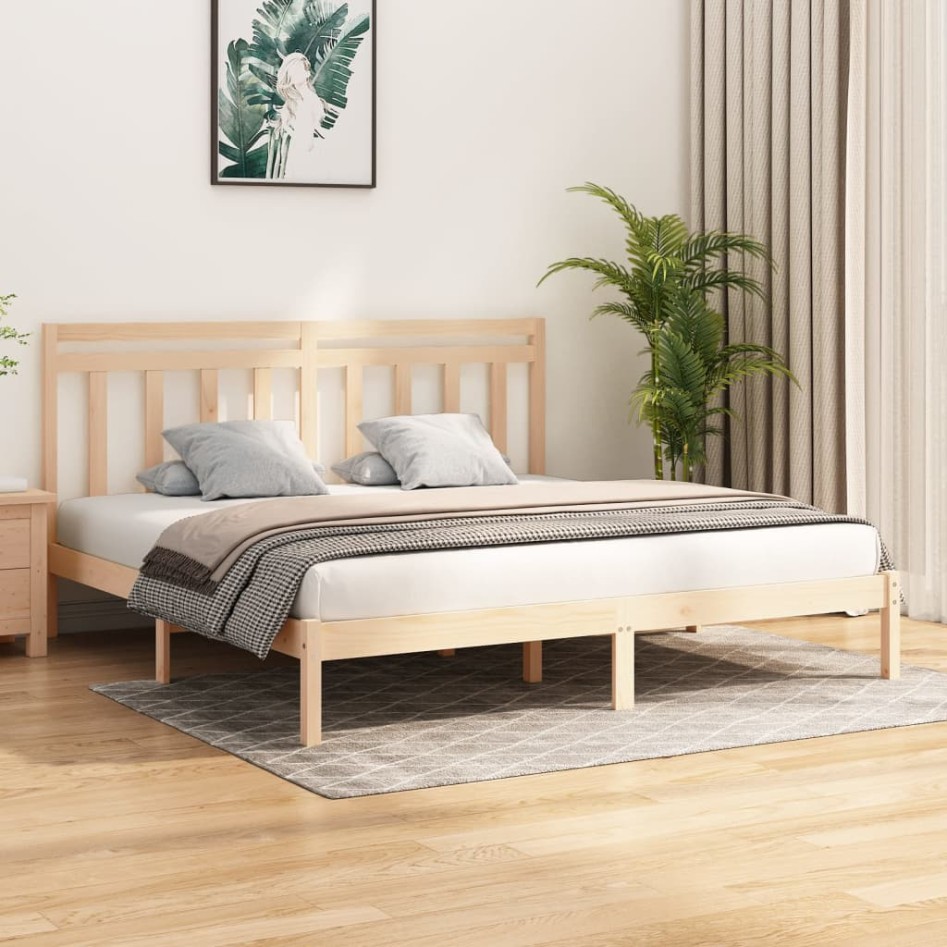 Estructura de cama de madera maciza 200x200