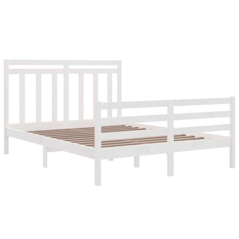 Estructura de cama madera maciza blanca King Size 150x200