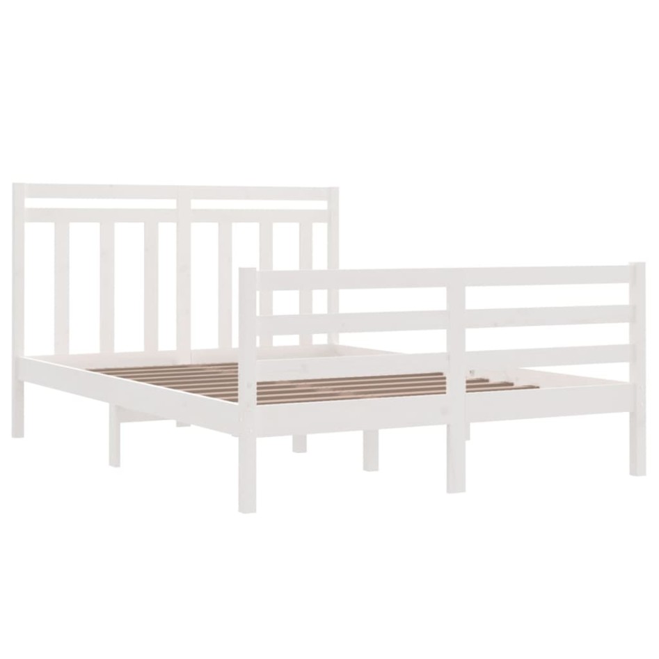 Estructura de cama de madera maciza blanca 140x200