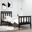 Estructura de cama individual madera maciza negra 90x190 cm