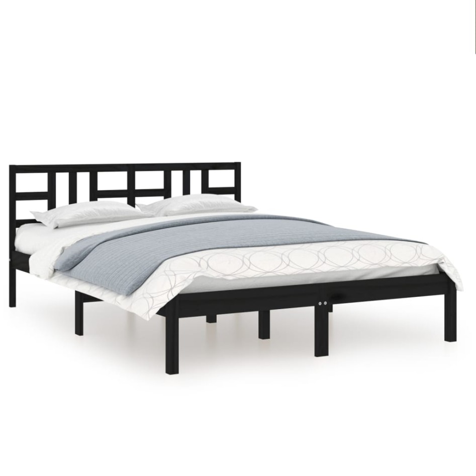 Estructura de cama madera maciza de pino negro 120x200
