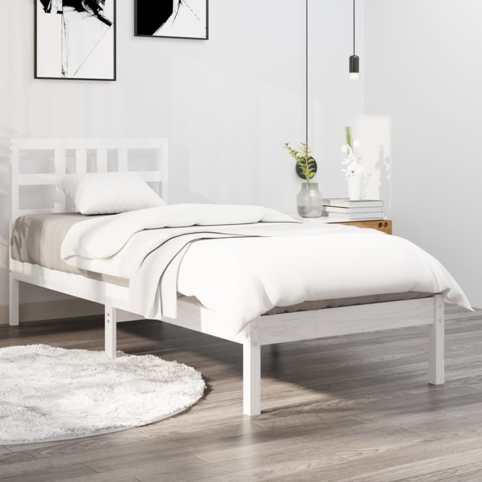 Estructura de cama madera maciza de pino blanca 100x200
