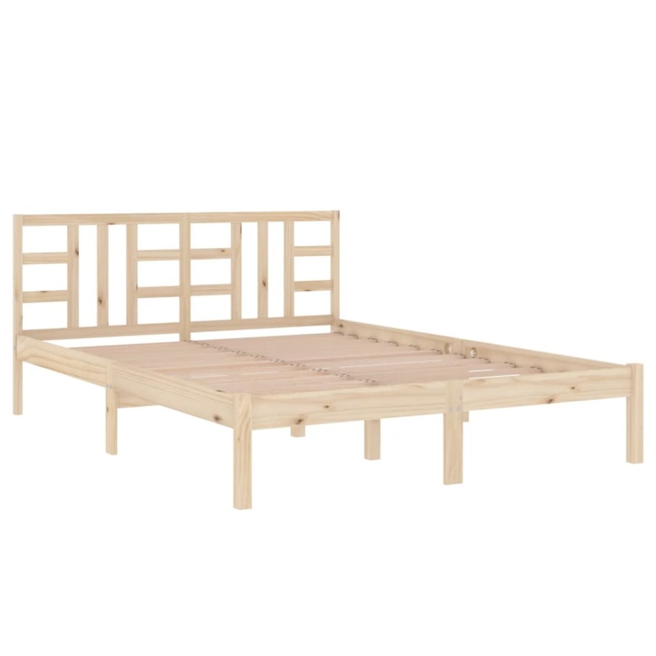 Estructura de cama de matrimonio madera maciza 135x190