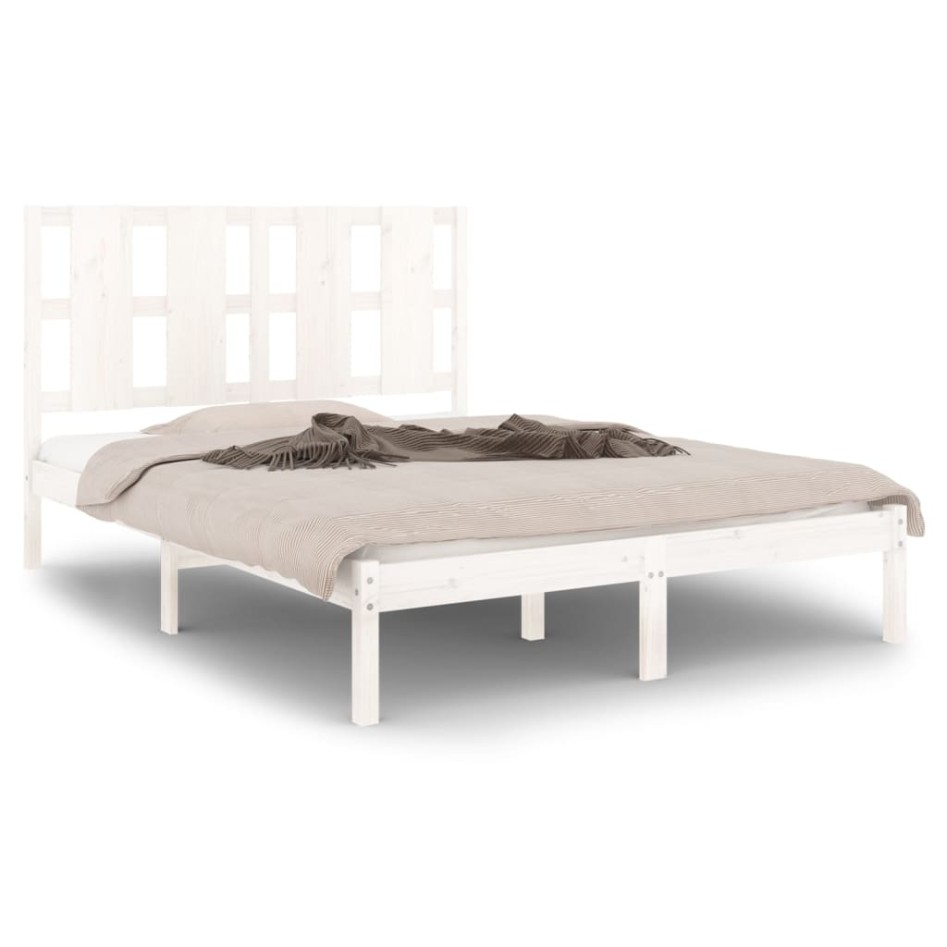 Estructura de cama de madera maciza de pino blanca 140x190