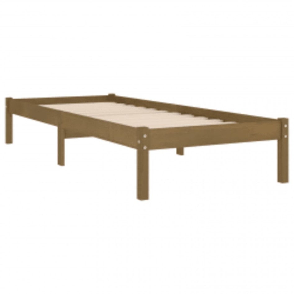Estructura de cama madera maciza marrón miel 100x200
