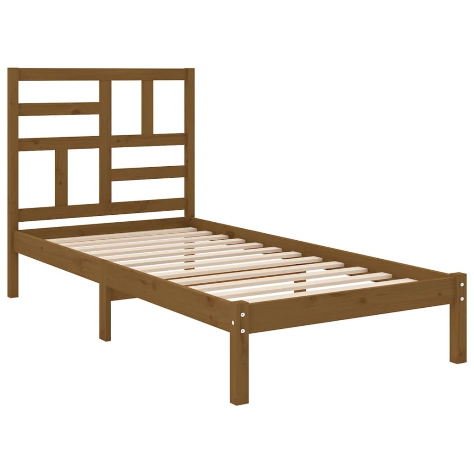 Estructura de cama madera maciza marrón miel 100x200