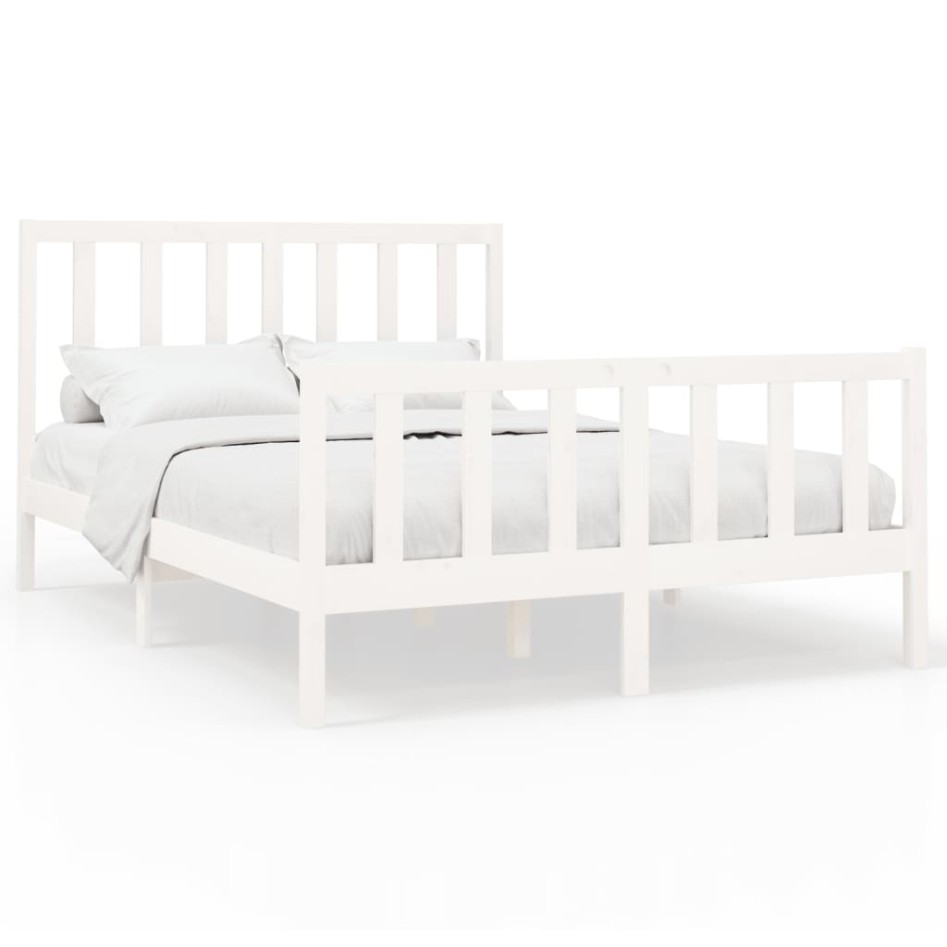 Estructura de cama de madera maciza de pino blanco 140x190