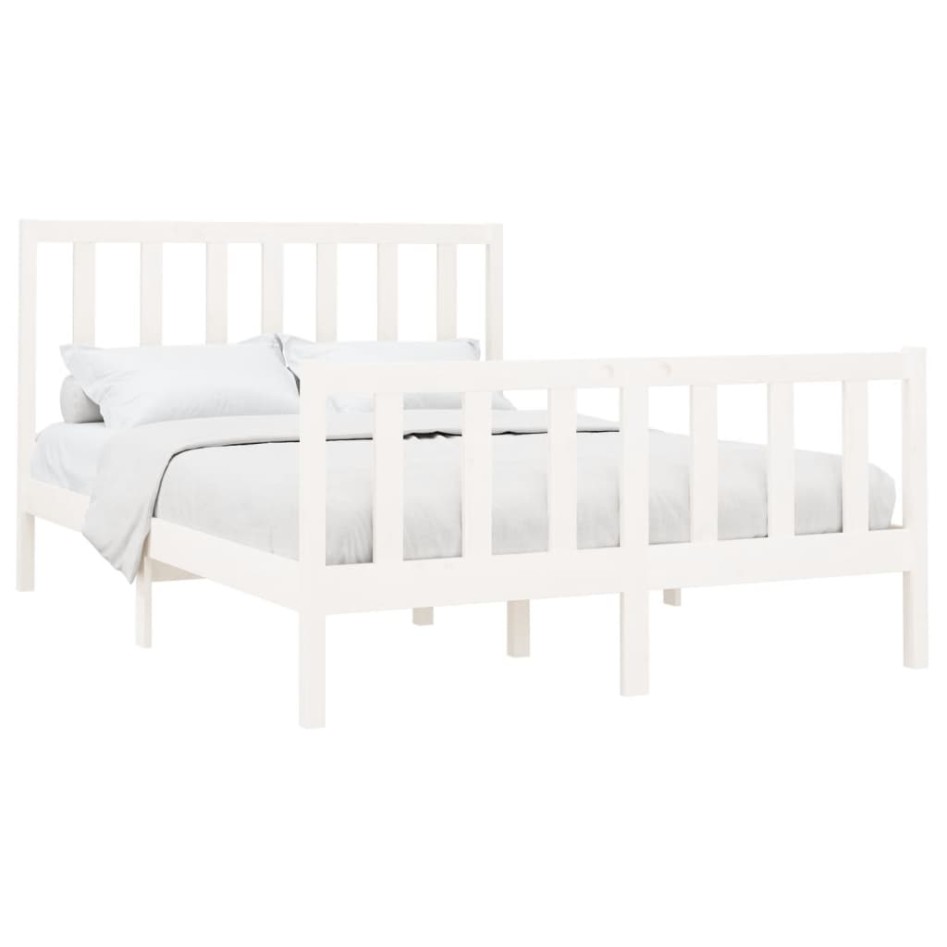 Estructura de cama de madera maciza de pino blanco 140x190