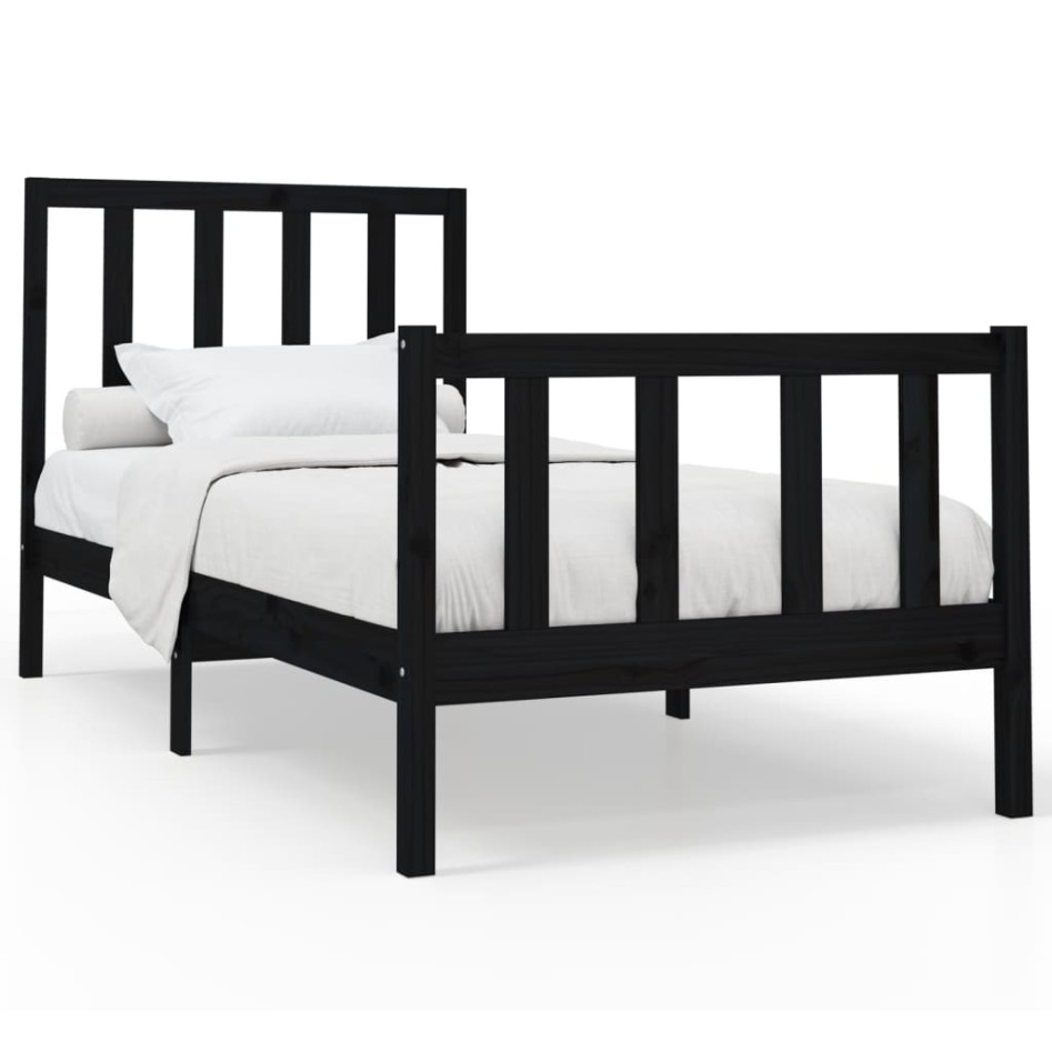 Estructura de cama madera maciza de pino negro 90x200