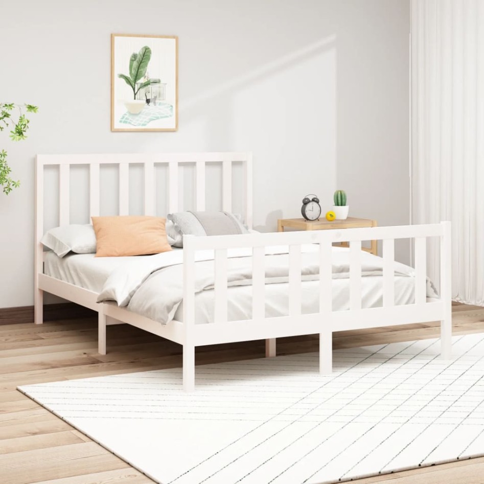 Estructura de cama madera maciza de pino blanco 120x200
