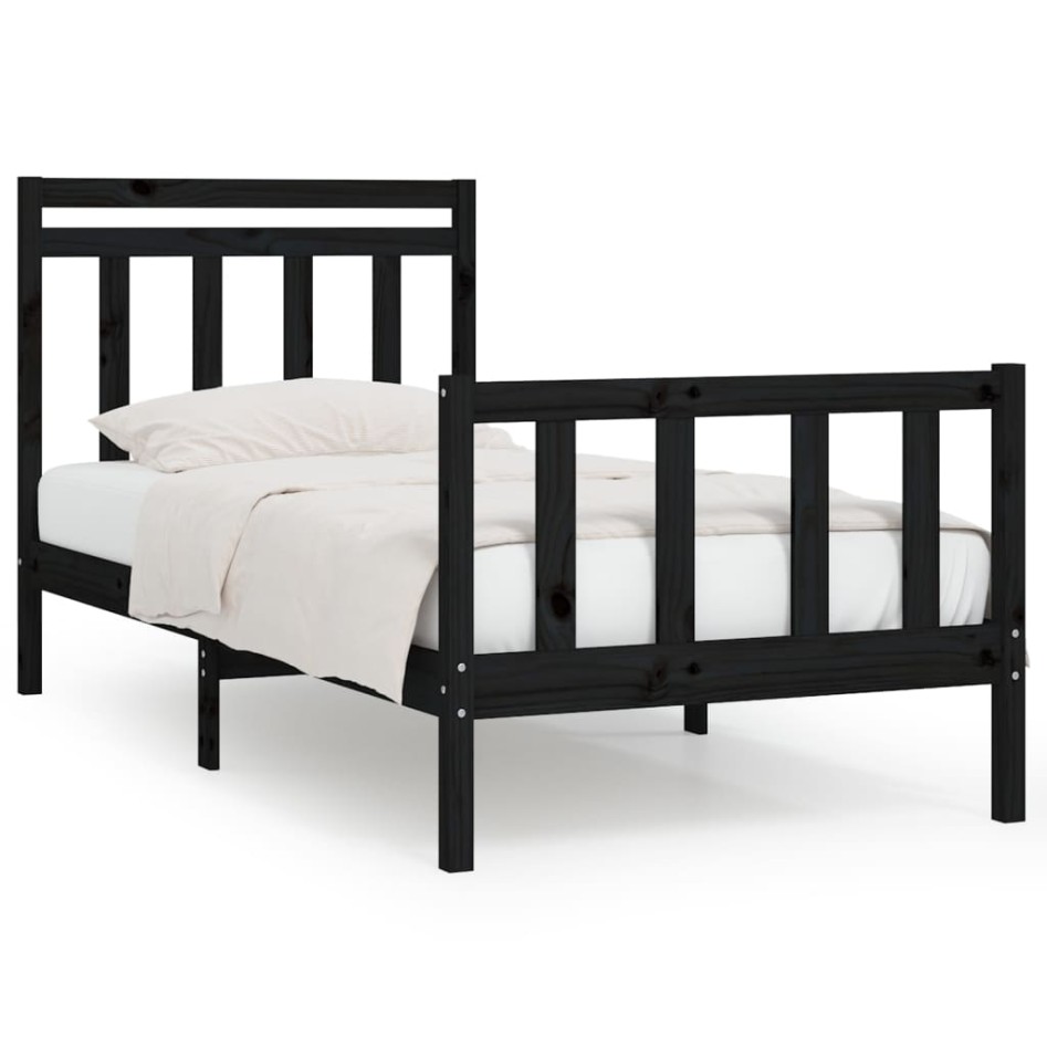 Estructura de cama madera maciza de pino negro 100x200