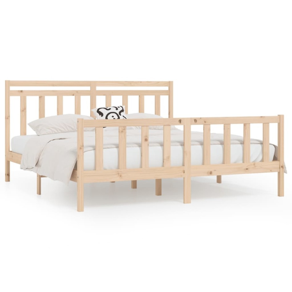 Estructura de cama de madera maciza de pino 200x200