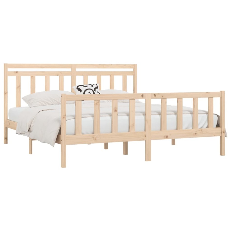 Estructura de cama de madera maciza de pino 200x200