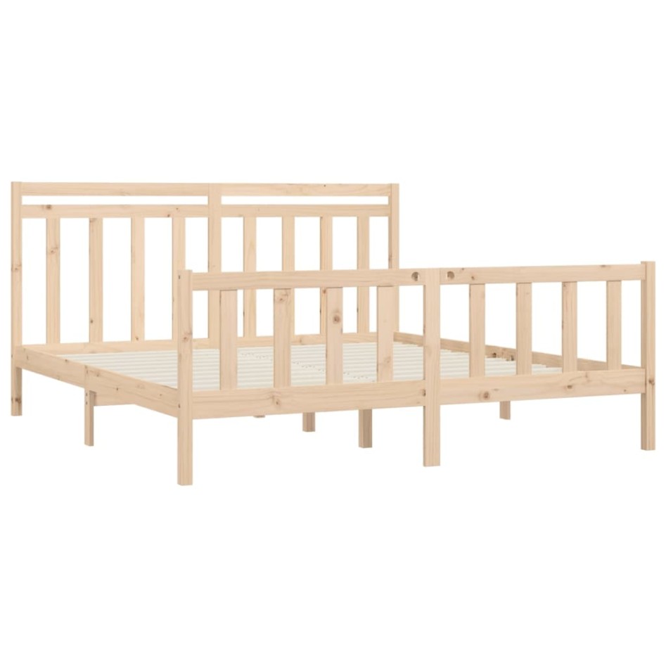 Estructura de cama de madera maciza de pino 200x200
