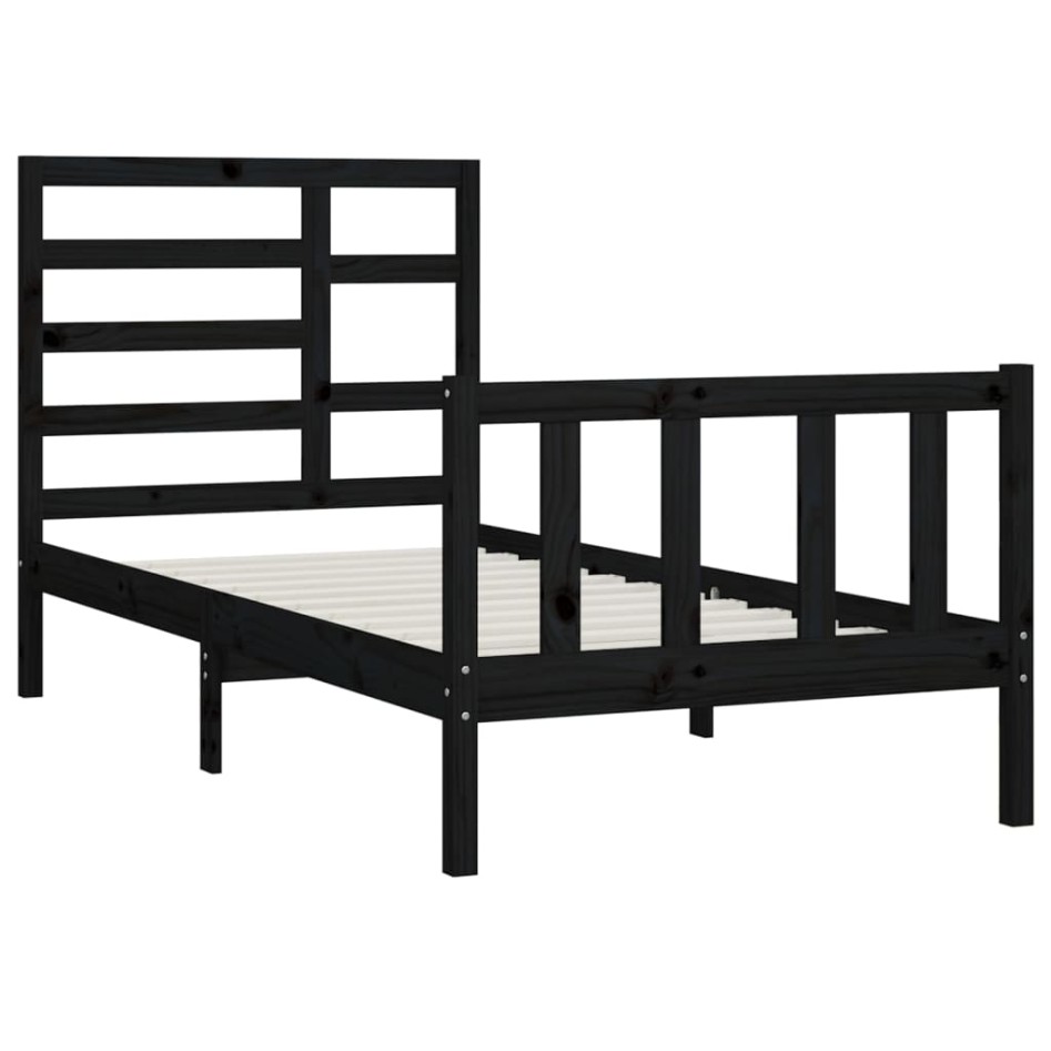 Estructura de cama madera maciza negro 90x200
