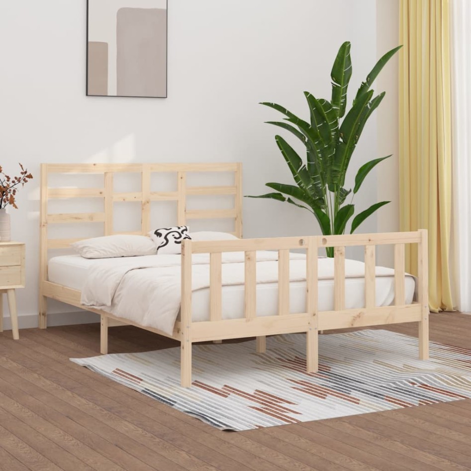 Estructura de cama de madera maciza de pino 160x200